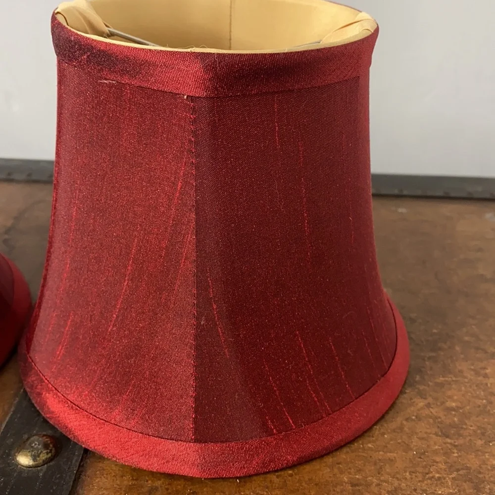 . Pair of Burgundy Lamp Shades - Vintage Home Accents & Decor